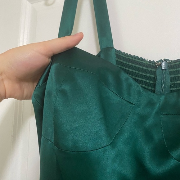 Reformation || Fonda Corset Silk Mini Dress Emerald Green - Picture 5 of 6